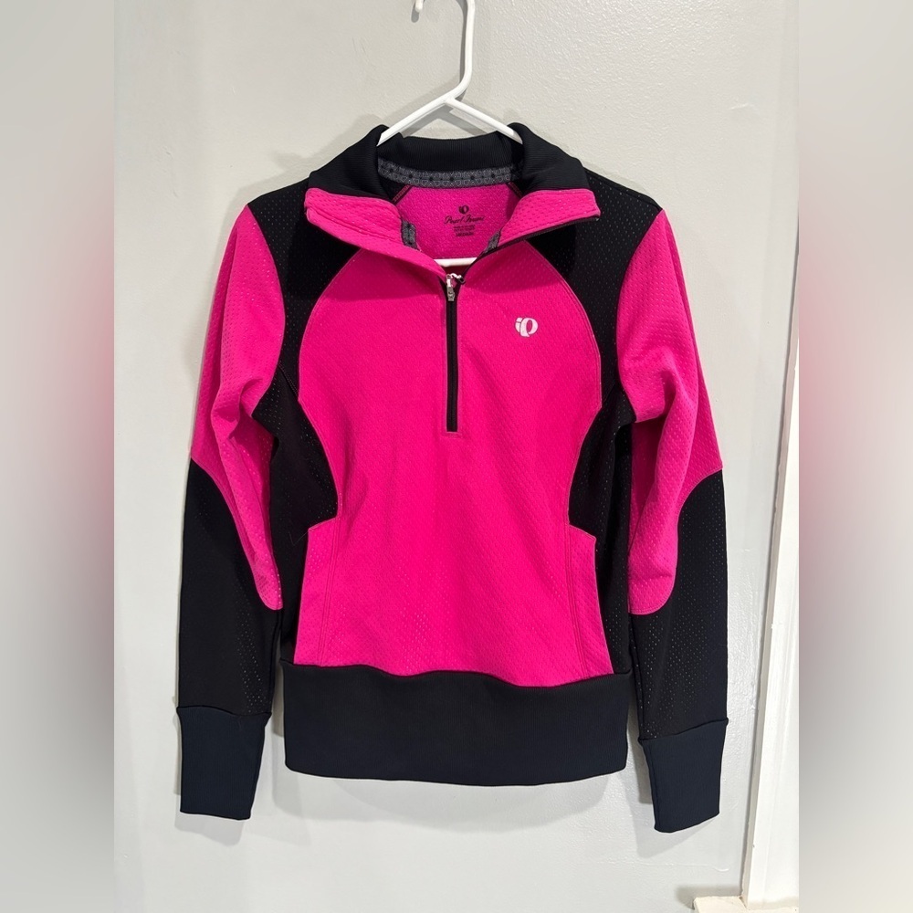Pearl Izumi Women’s Medium M Pink Black Cycling Bike Jacket 1/4 zip long sleeve